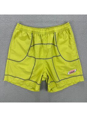 Pleasures Shorts Mens Large L Green Yellow Nylon Reflective Active Gym Training